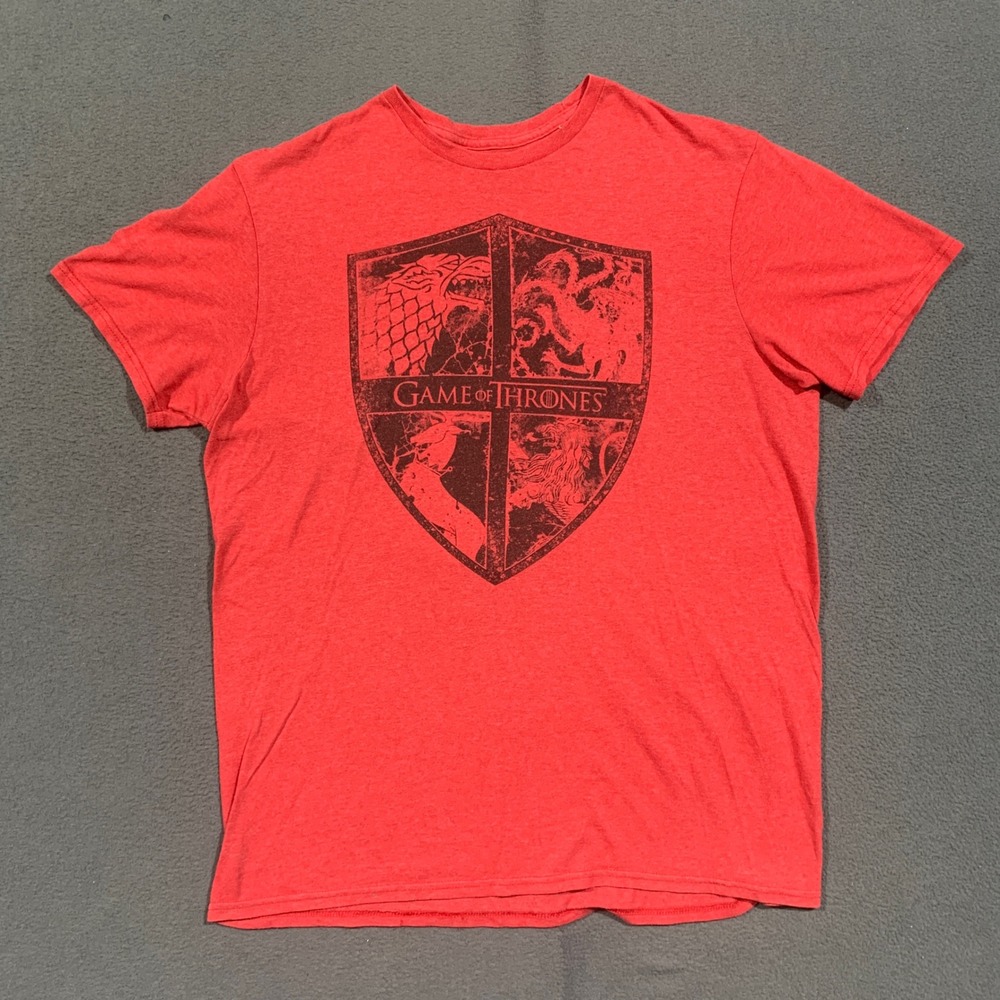 Game of Thrones T-Shirt Mens Medium Red Shield Crest HBO Graphic Tee Fantasy